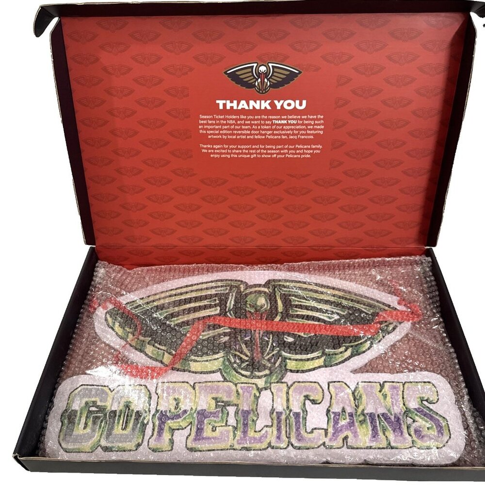 New In Box NBA New Orleans Pelicans (2023-24) Reversible Door Hanger Sign